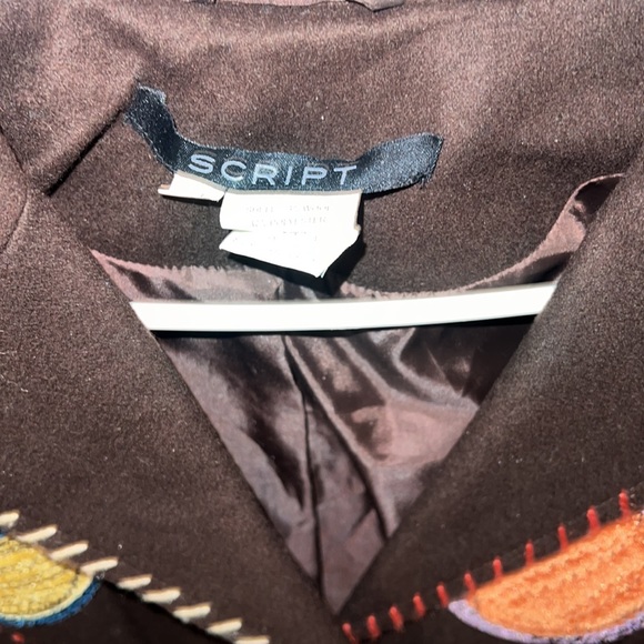 Vintage Script Embroidery Womens Jacket Size 16 - Picture 3 of 3